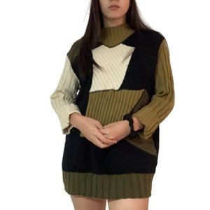 100% merino wool patchwork sweater dress